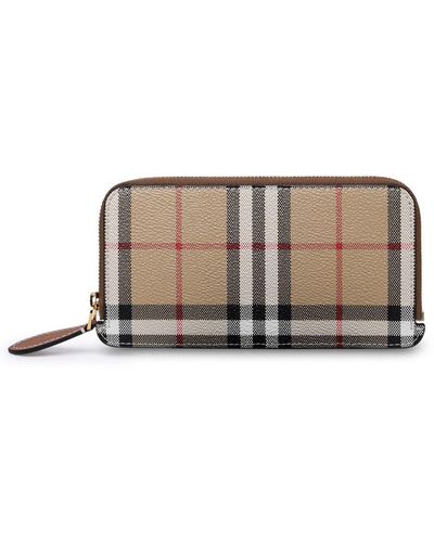 Burberry Check Motif Continental Wallet - Brown