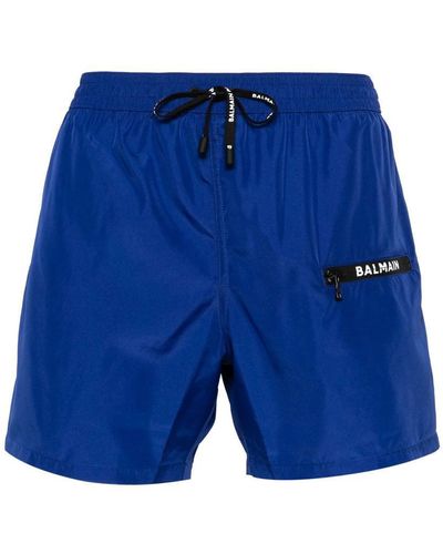 Balmain Logo-print Swimming Shorts - Blue