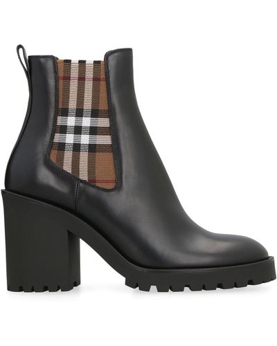 Burberry Allostock Vintage Check-detail Leather-blend Boots - Black