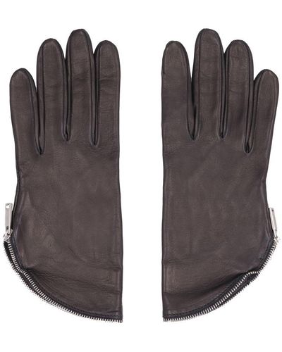 DSquared² Nappa Leather Gloves With Decorative Zip - Black