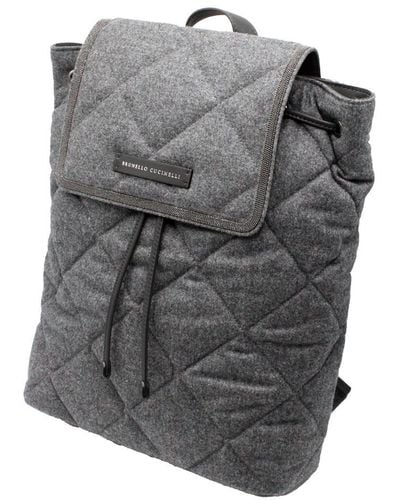 Brunello Cucinelli Backpack With Diamond Pattern - Gray