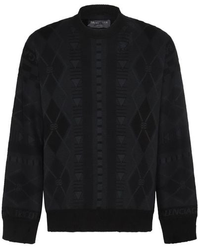 Balenciaga Dark Cotton Knitwear - Black