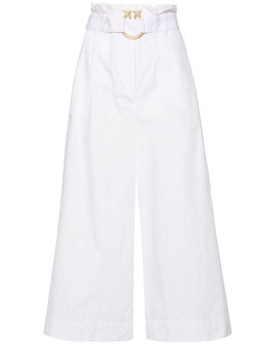 Pinko High-Waisted Cropped Pants - White