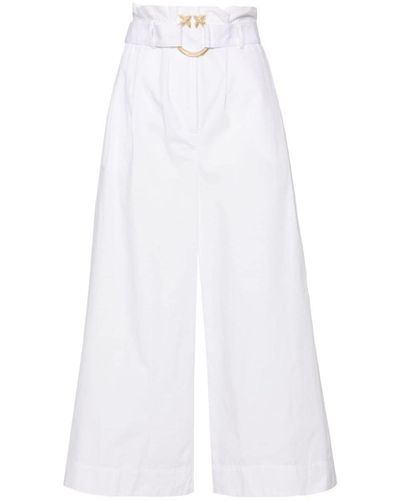 Pinko High-Waisted Cropped Trousers - White