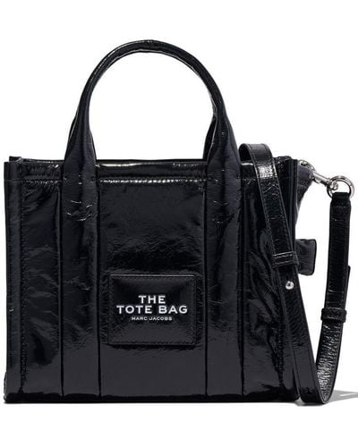 Marc Jacobs The Tote Mini Patent-leather Tote Bag - Black