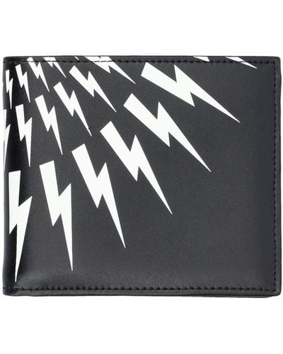 Neil Barrett Thunderbolt Leather Bifold Wallet - Black