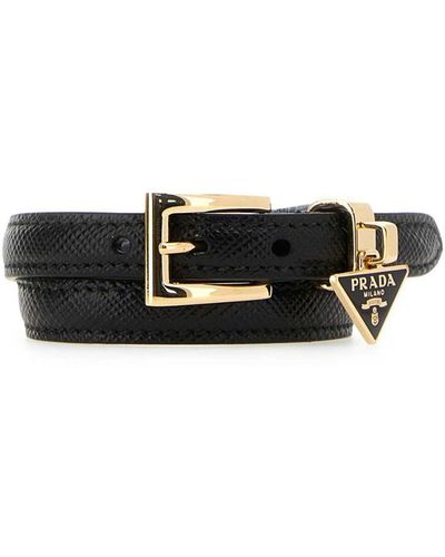 Prada Jewelry | Prada Ostrich Leather Blue Clasp Closure Bracelet | Color: Blue/Gold | Size: Os | Toneefashion's Closet