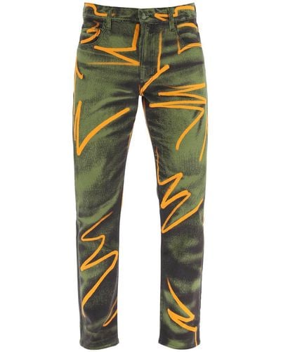 Moschino Shadows & squiggles Cotton Trousers - Green