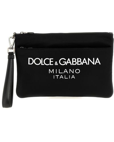 Dolce & Gabbana Logo Print Clutch Bag Hand Bags - Black