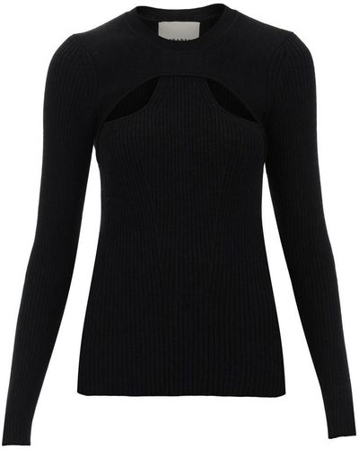 Isabel Marant 'zana' Cut-out Sweater In Ribbed Knit - Black