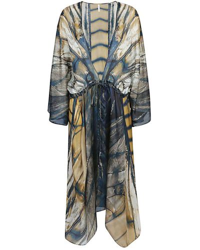 Mona Swims Silk Beach Cover-up Kimono - Multicolour