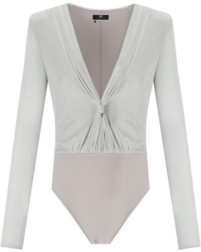Elisabetta Franchi Lurex Bodysuit - Grey