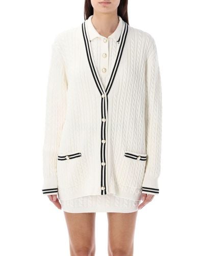 Alessandra Rich Knitted Cardigan - White