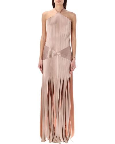 Alberta Ferretti Satin Long Dress - Pink