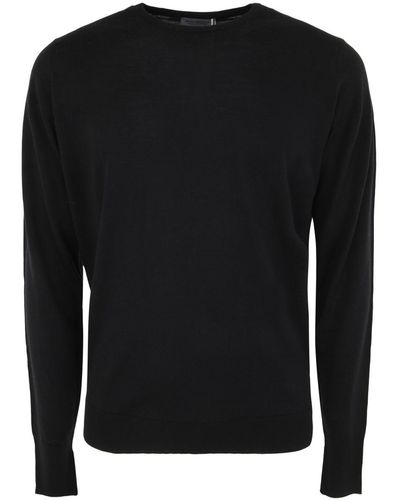 John Smedley Marcus Long Sleeves Crew Neck Pullover Clothing - Black