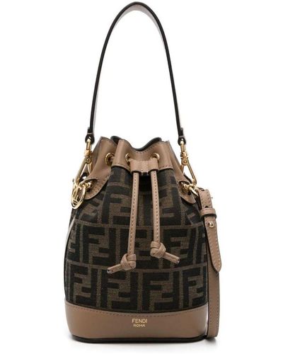 Fendi Mon Tresor Mini Leather Bucket Bag - Black