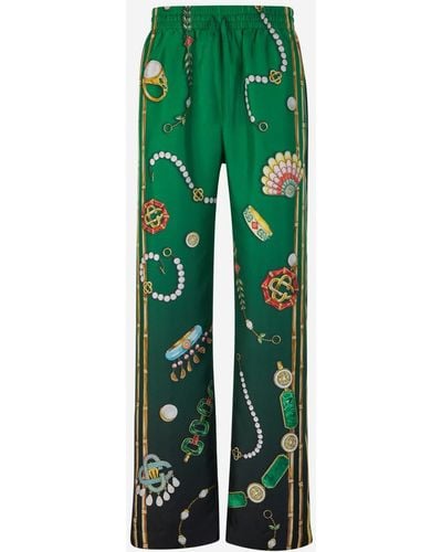 Casablancabrand Bijoux Silk Sweatpants - Green