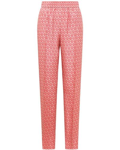 Ferragamo Trousers With Print - Pink