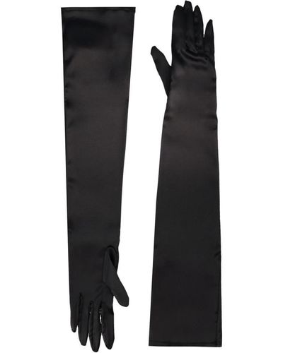 Dolce & Gabbana Full-finger Elbow-length Satin Gloves - Black