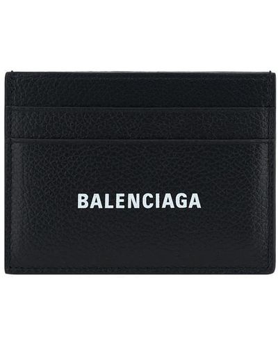 Balenciaga Leather Logo Card Holder - Black