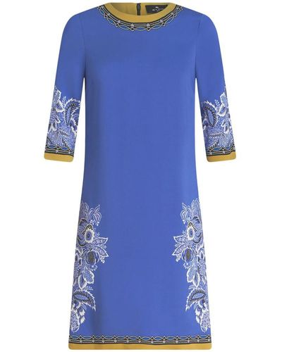 Etro Floral Knee-Length Tunic Dress - Blue