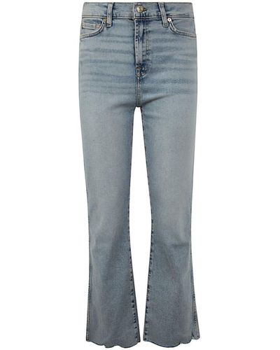 7 For All Mankind Hw Slim Kick Luxe Vintage Sunday With Distressed Hem Clothing - Blue