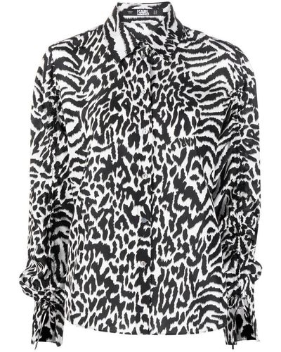 Karl Lagerfeld Animal-print Silk Shirt - Black