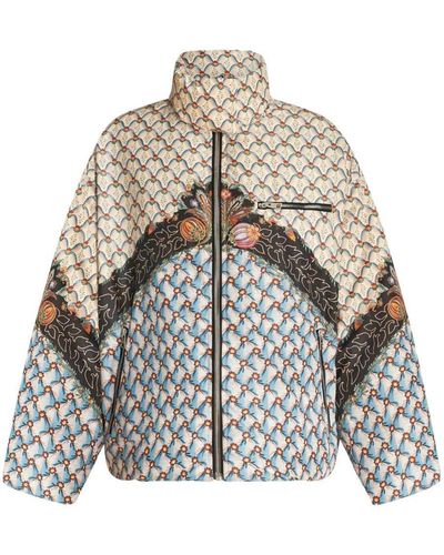 Etro Floral-print Padded Jacket - Gray