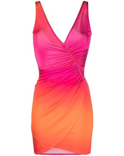 Louisa Ballou V-Neck Short Gradient Dress - Pink