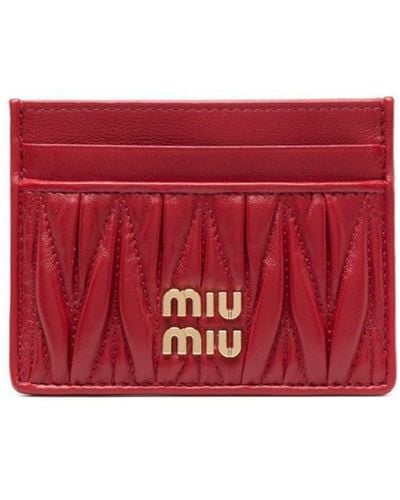 Miu Miu Logo-plaque Matelassé Cardholder - Red