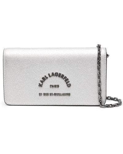 Karl Lagerfeld Rsg Logo-embossed Metallic Crossbody Bag - White