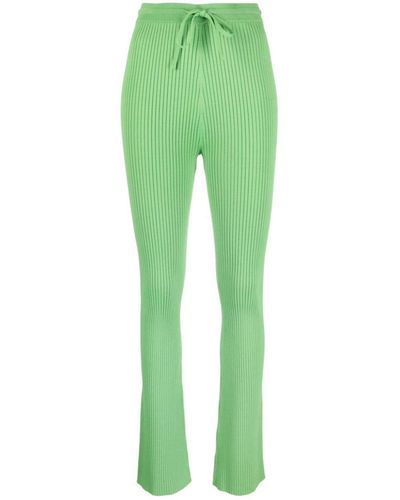 Nanushka Cornelie Ribbed-knit Flared Trousers - Green