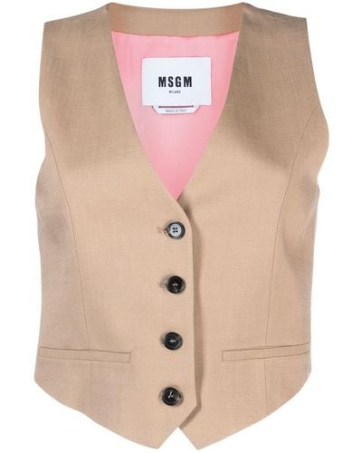 MSGM V-neck Paneled Waistcoat - Pink