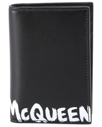 Alexander McQueen Paint Logo Leather Pocket Organizer - Black