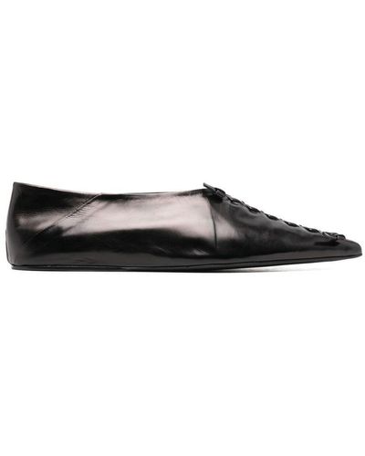 Jil Sander Knot-detailing Leather Ballerina Shoes - Black