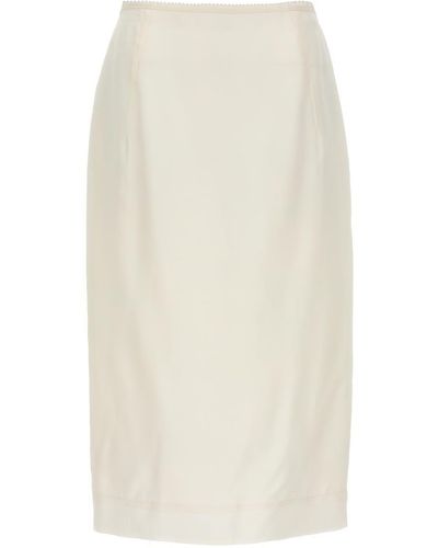N°21 Silk Midi Skirt - White