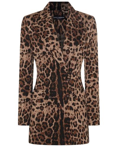 Dolce & Gabbana Leopard Viscose Blazer - Brown