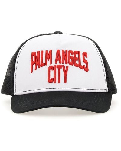 Palm Angels Black/white Visor Hat With Logo