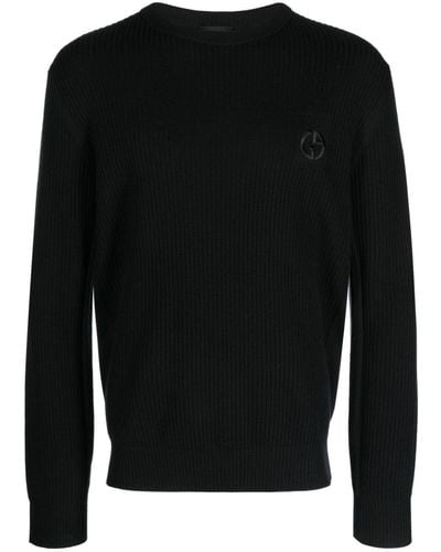 Giorgio Armani Ribbed-knit Virgin Wool Jumper - Black