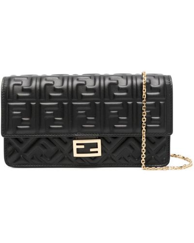 Fendi "Baguette" Wallet With Chain - Black