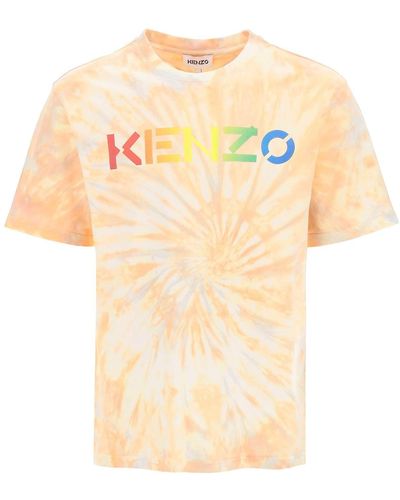 KENZO Tie-dye T-shirt With Rainbow Logo - Multicolor