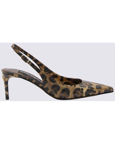 Dolce & Gabbana Leopard Print Leather Slingback Court Shoes - Metallic