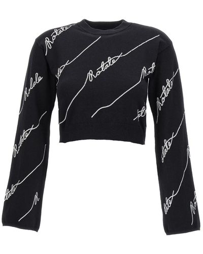 ROTATE BIRGER CHRISTENSEN Sequin Logo Sweater, Cardigans - Black