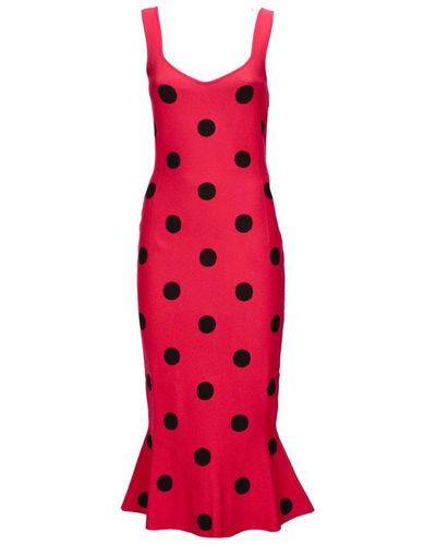 Marni Polka Dot Viscose Sheath Dress - Red