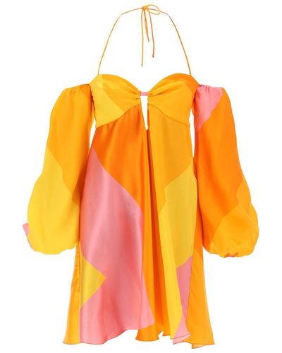 Raquel Diniz Andressa Silk Satin Mini Dress - Orange