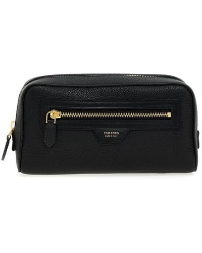 Tom Ford Logo Leather Beauty Case - Black