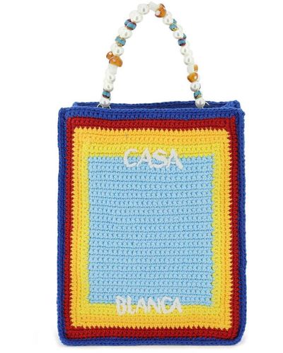 Casablancabrand Beaded Crochet 'arch' Handbag - Blue