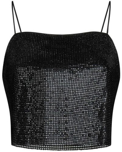 Alice + Olivia Grazi Chainmail Sequined Top - Black