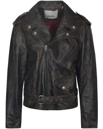 Isabel Marant Barbara Jacket In Vintage Leather - Black