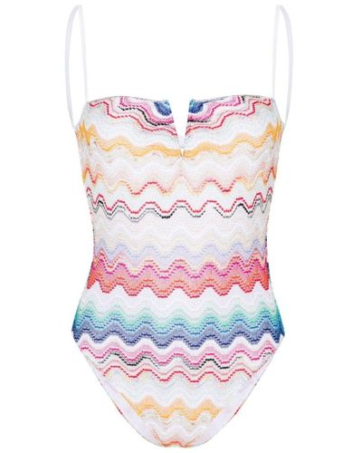 Missoni Wave Knitted-overlay Swimsuit - White